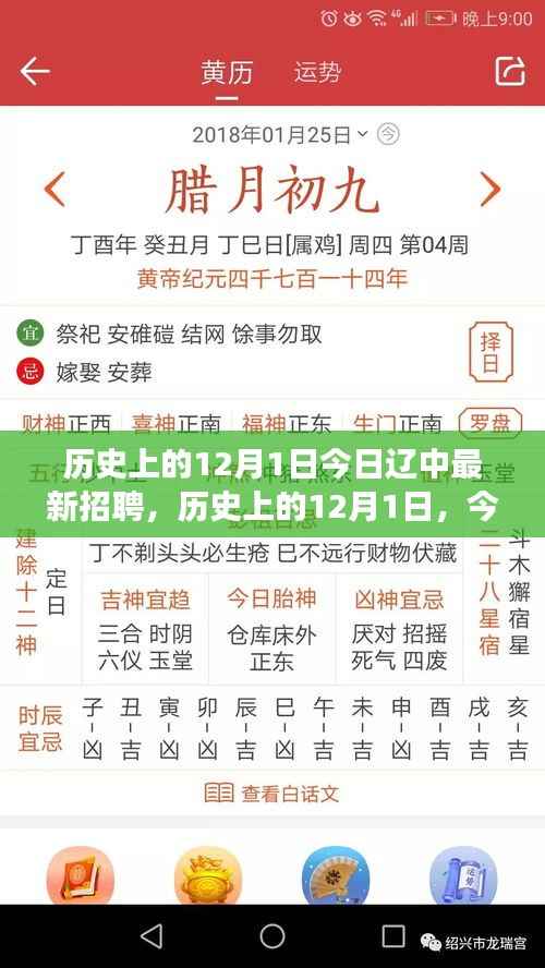 历史上的12月1日，辽中人才市场最新招聘动态