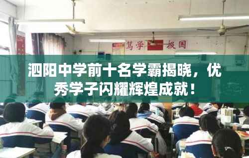 泗阳中学前十名学霸揭晓，优秀学子闪耀辉煌成就！