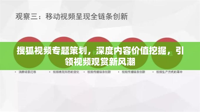 搜狐视频专题策划，深度内容价值挖掘，引领视频观赏新风潮