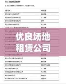 优良场地租赁公司排名揭晓,行业领军者榜单