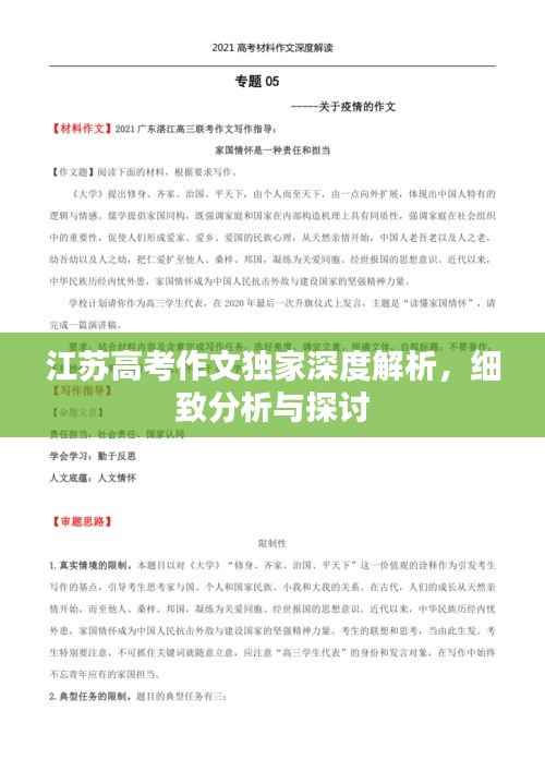 江苏高考作文独家深度解析，细致分析与探讨